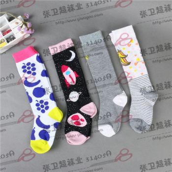 /女童中筒袜春秋冬棉袜公主宝宝过膝长筒长袜儿童男童足球堆堆袜子