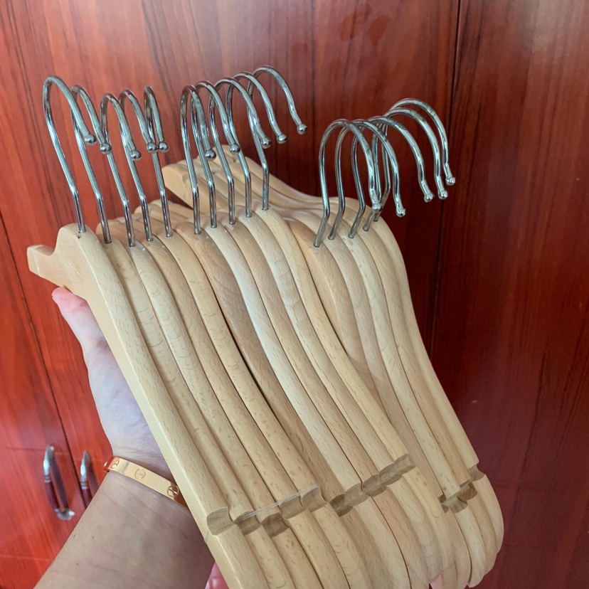 Coat hanger hook non-trace wood clothes hanging household solid wood clothes-clothes-support wooden clothing store dedicated to clothes drying rack senior children's wood clothes hanger thumbnail
