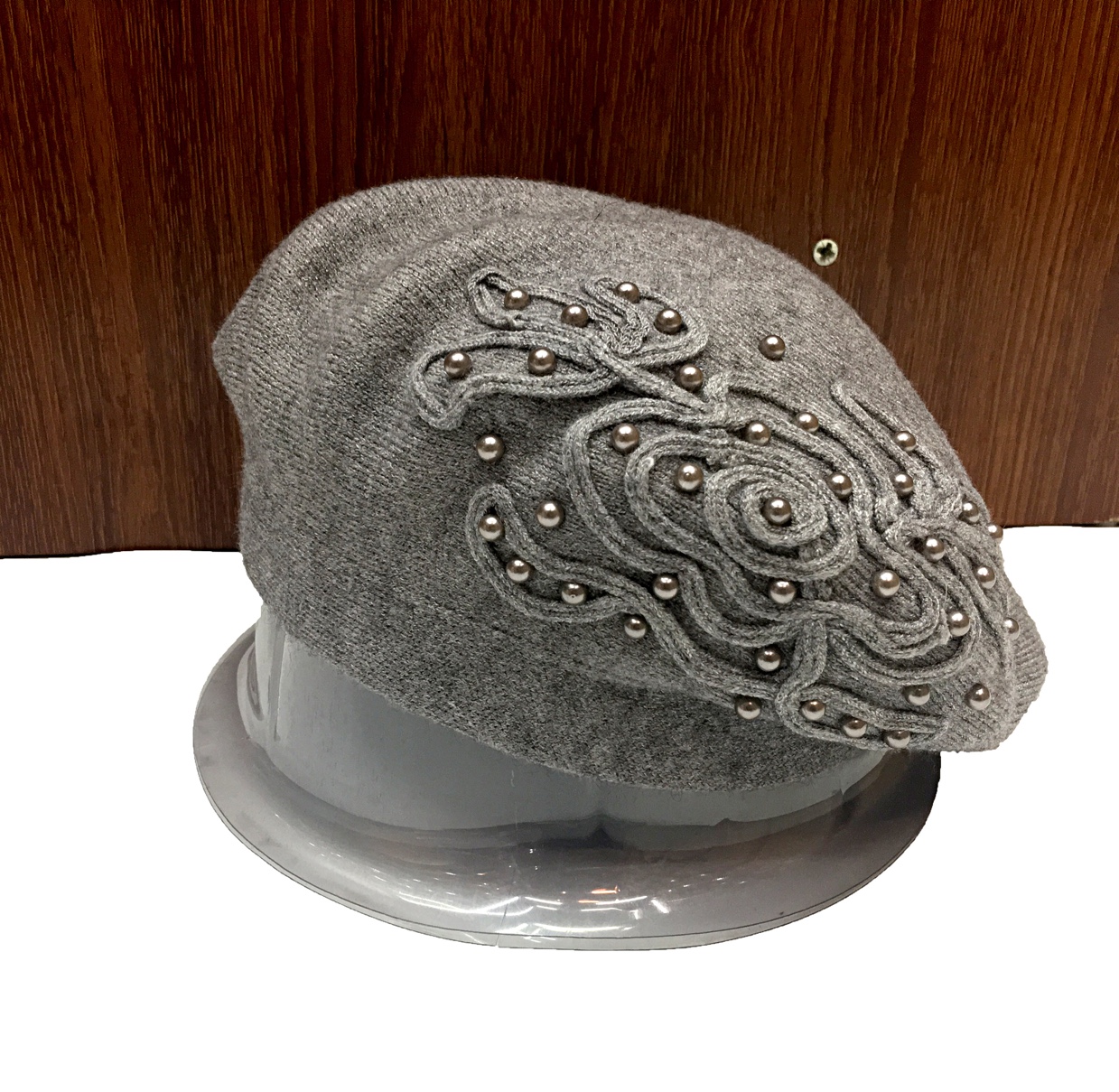 Cashmere knitted handmade pearl oyster hats, one-piece hats for men, grandmothers and grandfathers, wool hats, fashionable Specification image