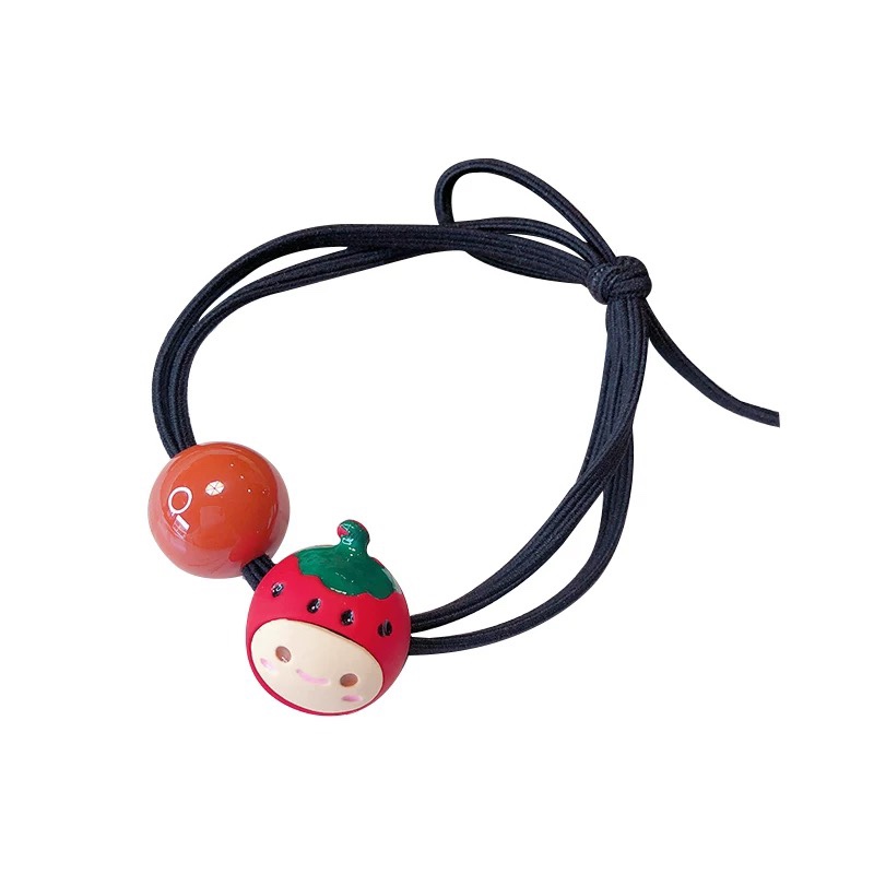 Zitong Ornaments Fruit Leather Band Hair Tie Cute Girl Korean Version Sweet Temperament Simple Fresh Hair Tie Leather Band Cartoon Pearl Hair Tie Specification drawing