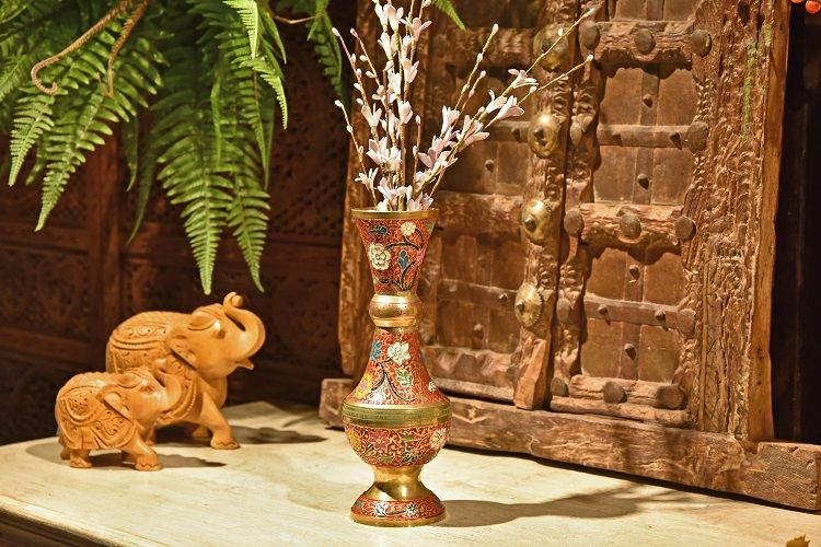 手工彩绘铜花瓶I款装饰器皿金属花瓶摆件插花详情图1