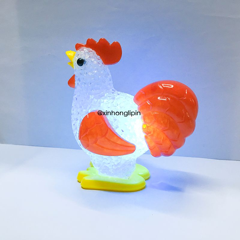 2020 new plastic zodiac rooster luminous crystal light Rooster particle light night market explosion night light