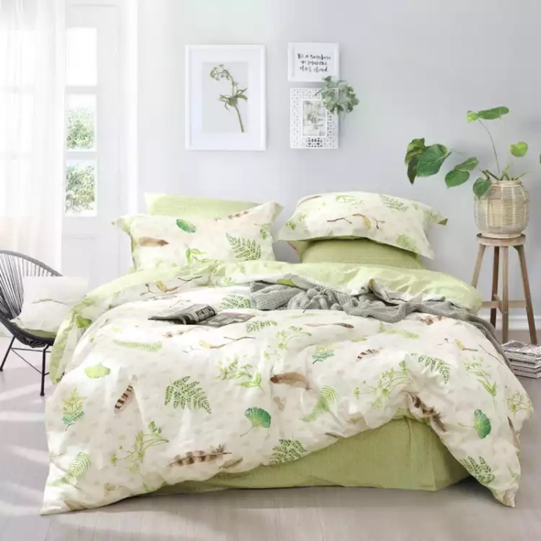 Washed Cotton Four-Piece Set Pure Cotton Japanese Solid Color Simple Hotel Bedding Pure Cotton Quilt Cover Bed Sheet Pillowcase D Yellow full figure