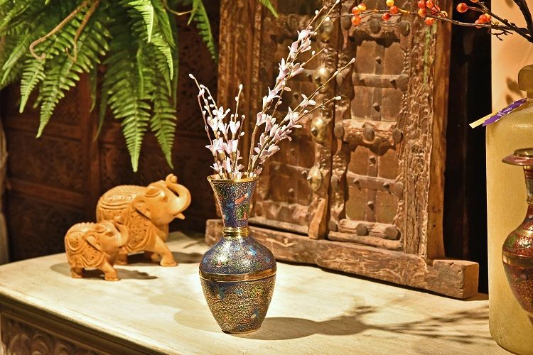 印度  手工彩绘铜花瓶M款装饰器皿金属花瓶摆件插花