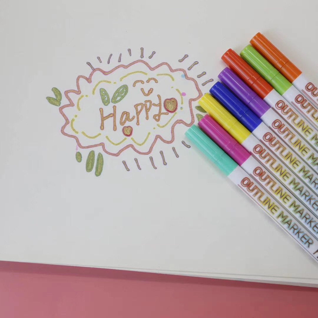 Double contour pen in 8 colors