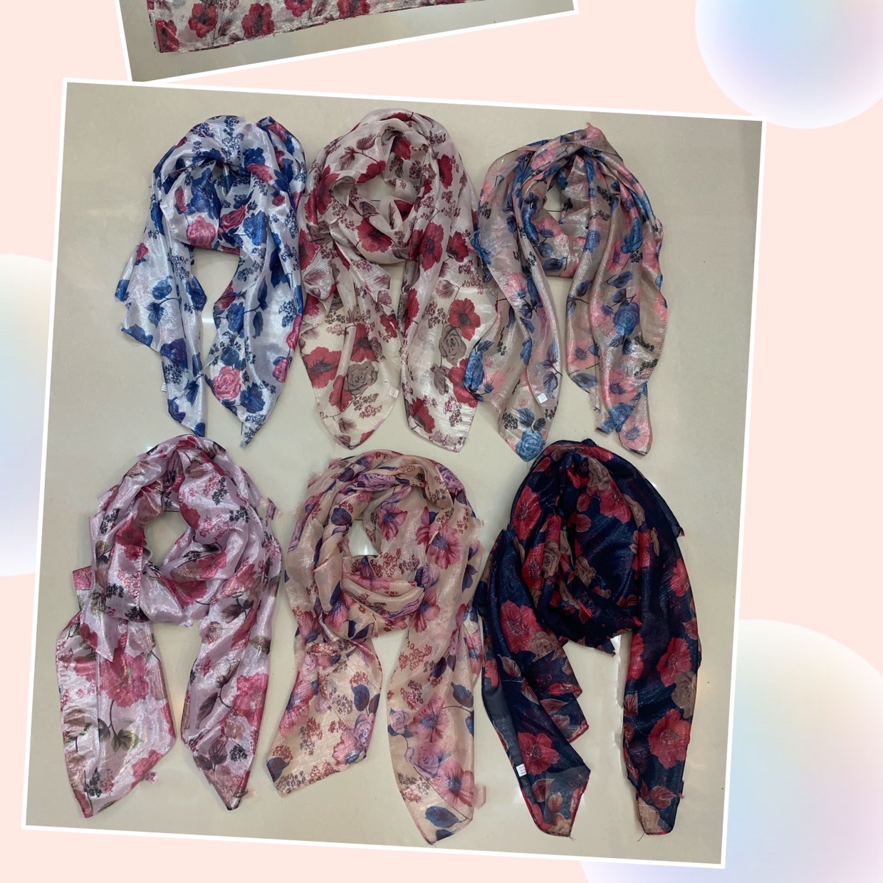 Gold and silver silk silk printed scarves are available in stock