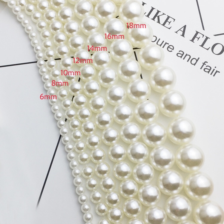 Factory direct 3-14mm straight hole perforated round ABS imitation pearl plastic ABS with thread bead hook bag bead clothing collocation thumbnail