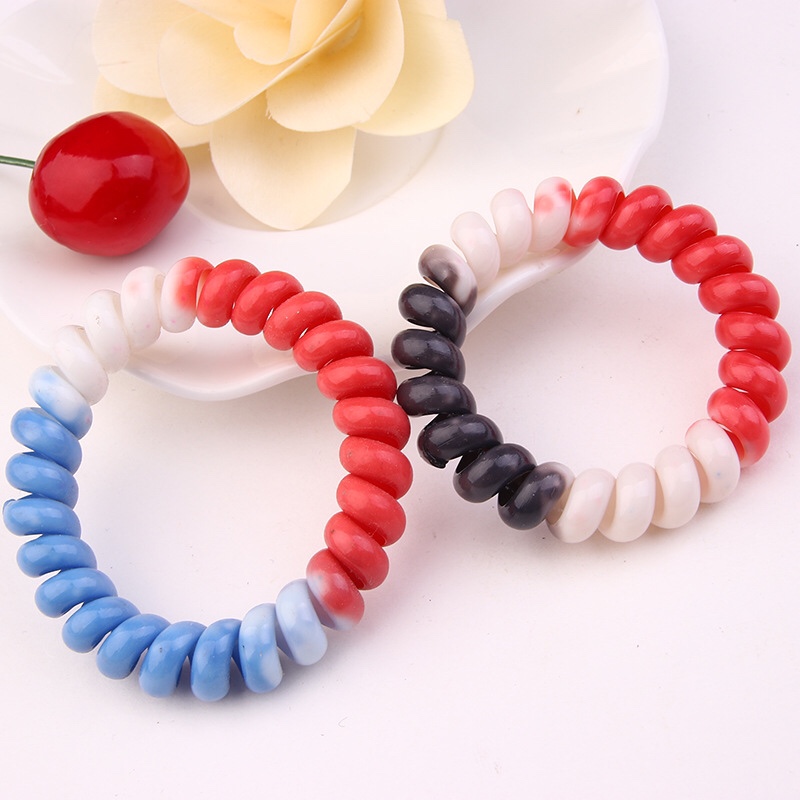 Dyed white hand ring telephone line hair ring