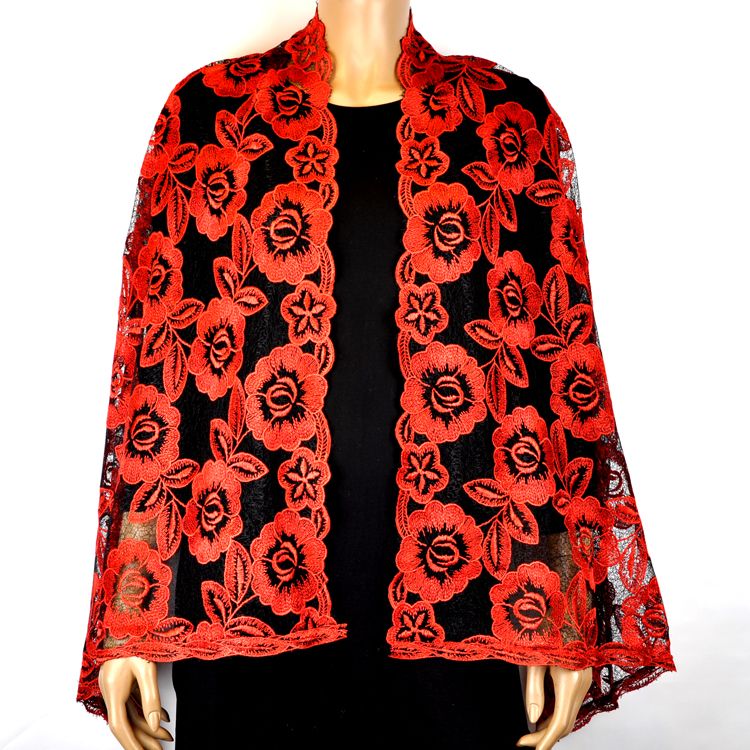 Net cloth embroidered scarf embroidered shawl Dredger dress shawl Lu 'an net long scarf thumbnail