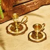 Brass shell inlaid creative candlestick, imported from India, small home decoration for dining table and coffee table details Picture