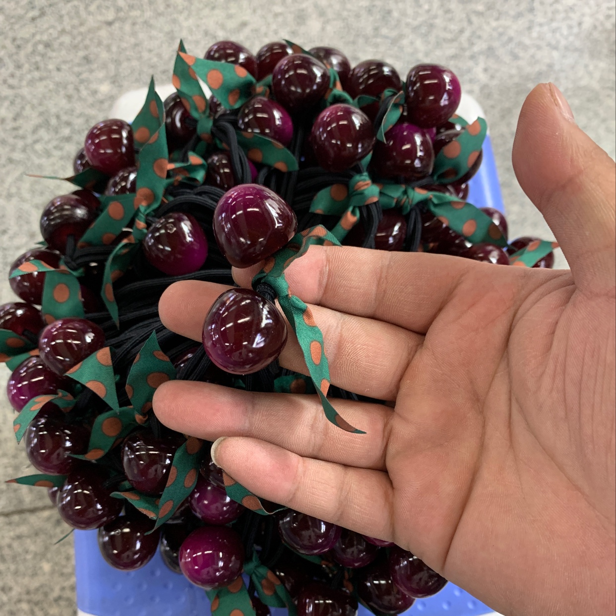 Cherry Ribbon Fuchsin Korean Fashion Women's Headband Female Rubber Band Hair Temperament Headwear High Elastic Adult Autumn/Winter Hair Rope Hair Accessories Casual Rubber Band Solid Color Bunny Hair Band Chen Fai Jewelry 024