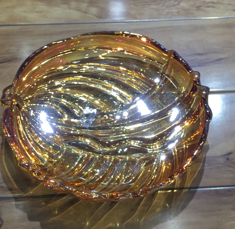 金色玻璃果盘离子镀果盘彩色摆件厂家直销现货批发
