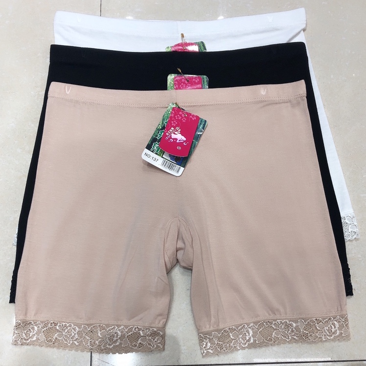 莫代尔夏季蕾丝不卷边防走光打底安全裤