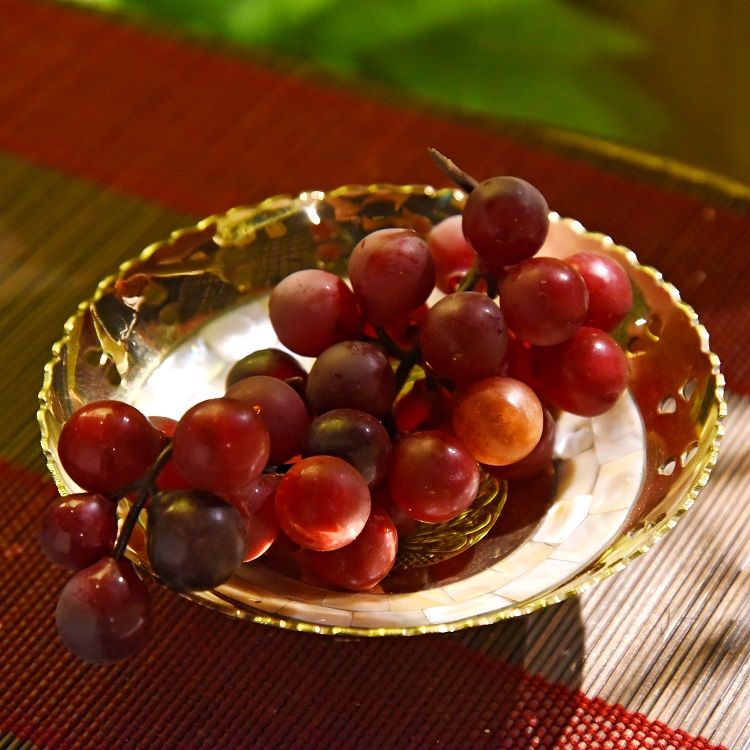 黄铜嵌贝壳果盘印度进口金属果盘别墅家居装饰品餐桌茶几摆件 小细节图