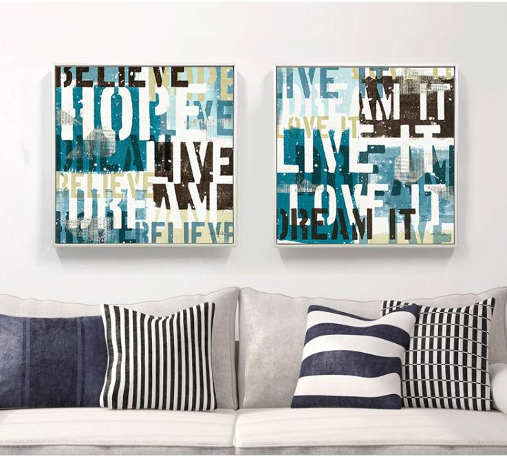 Shengshi American country English letter decorative paintings, living room and dining room modern framed paintings, bedroom sofa background wall paintings undefined