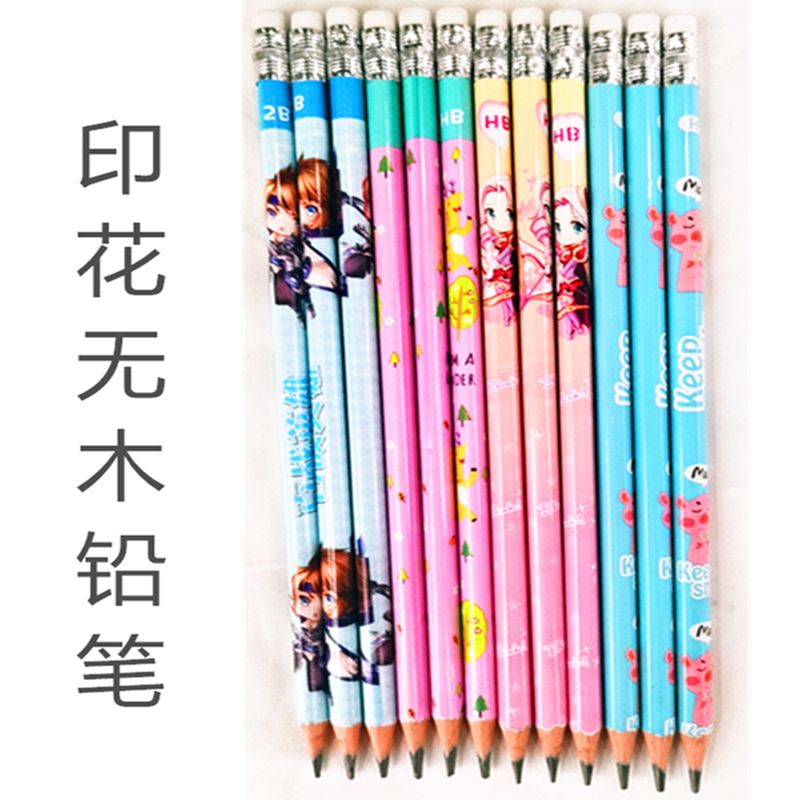 Cartoon printing no wood pencil 12 color composite plastic pencil factory direct sale can be customized