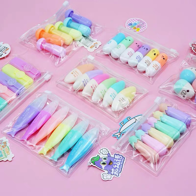 Various shapes of fluorescent pen pills eggplant fish