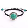 Cross-border exclusive hand-woven alloy inlaid turquoise bracelet, adjustable bracelet, hot sales in Europe and America, big discount details Picture