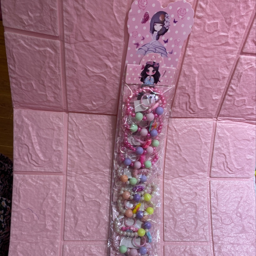Children's long strip bracelet, AB bead bracelet and ring set, 10 long strips in each package, 10 pieces warm Specification image