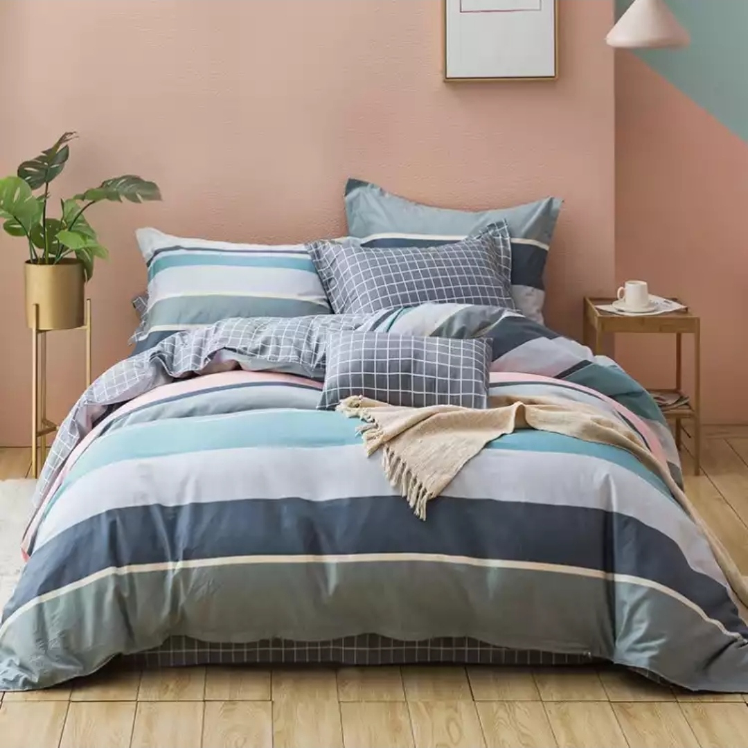 Kit Home Textile Pure Cotton Thickened Edge Four-Piece All-Cotton Bedding Sheet Set Smiling D Green