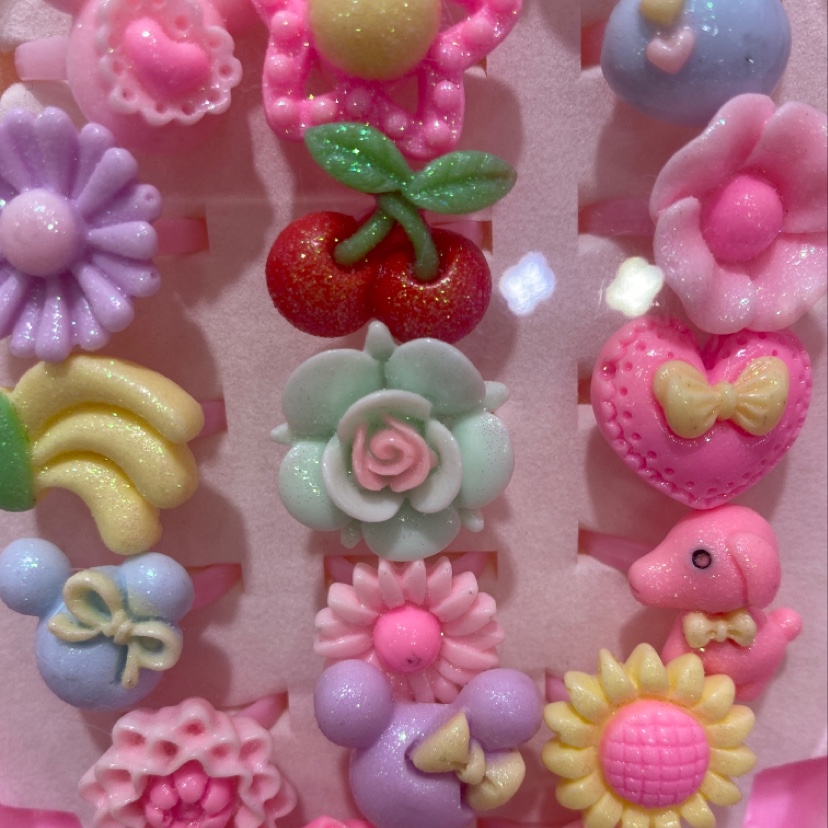 20 pieces of gold powder Children's hand-pulled cart rings, Warm and cozy details Picture