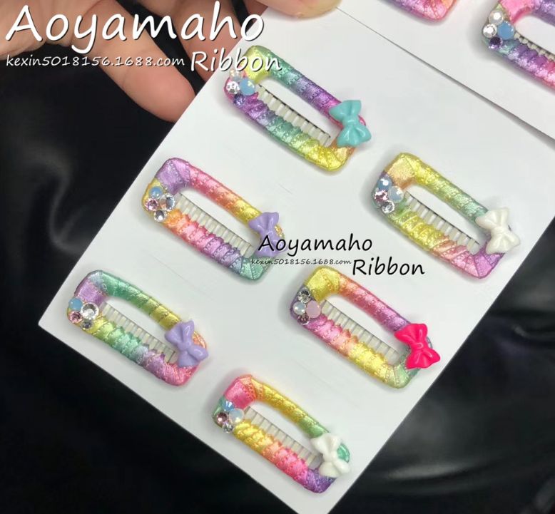 South Korea Imported Polyester With Bright Color Ribbon Diy Pet Comb Clip Hair Bow Material full figure