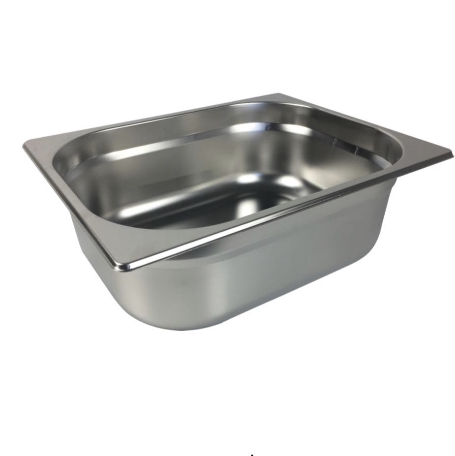 分数盆不锈钢304份数盆长方形自助餐盆菜盆雪糕盘加厚奶茶店果冻酱盒1/2X10-2