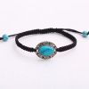 Cross-border exclusive hand-woven alloy inlaid turquoise bracelet, adjustable bracelet, hot sales in Europe and America, big discount Item Picture