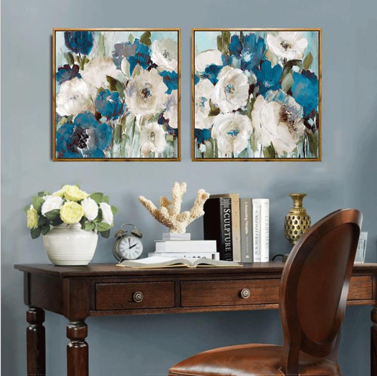 Shengshi American country flower framed decorative paintings, modern and simple entrance and living room wall paintings, hotel bedroom matching paintings details Picture