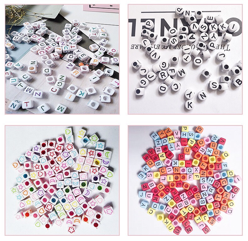 6x6mm square large hole acrylic Alphabet square beads DIY beads beads jewelry accessories bracelet braid material Early education Beads Materials English beads