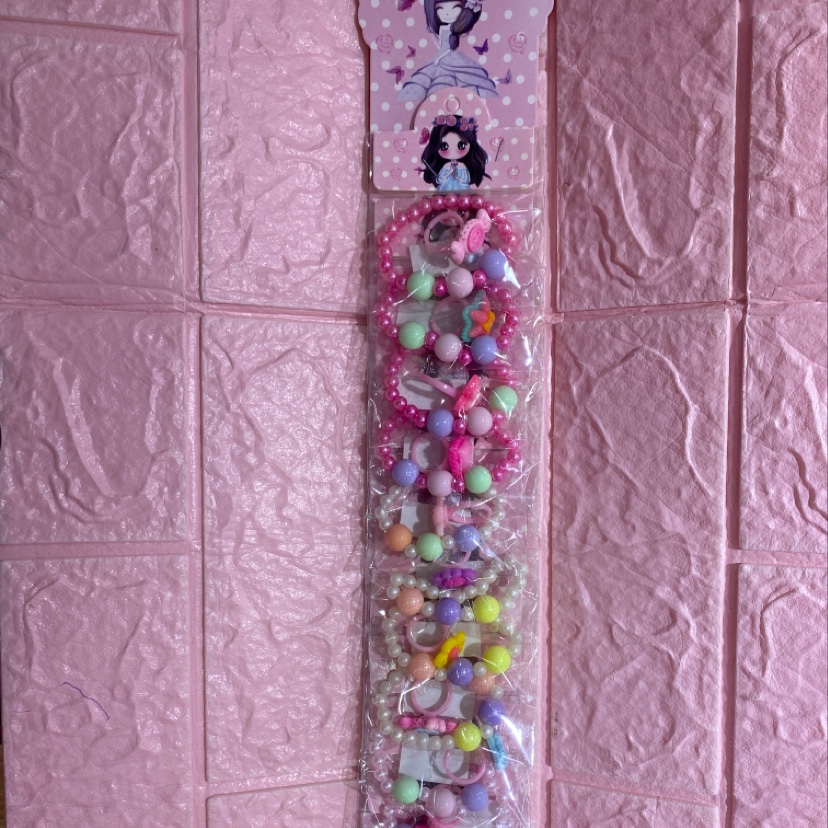 Children's long strip bracelet, AB bead bracelet and ring set, 10 long strips in each package, 10 pieces warm