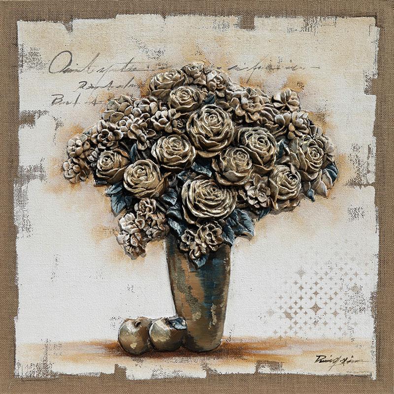 Pure Hand-Made Three-Dimensional Antique Rose Painting
