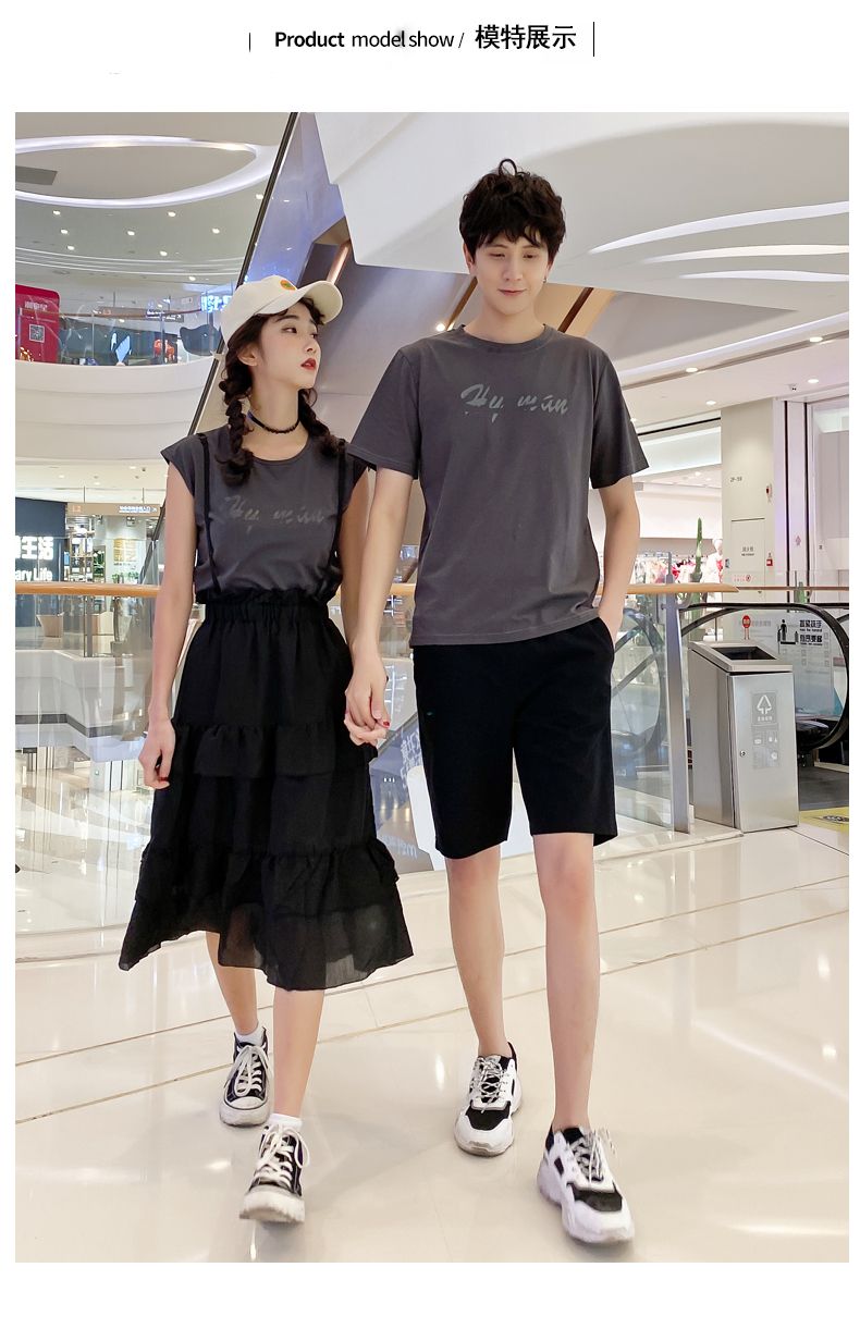 A6747 Women's set, P85 men's set, P75 summer short-sleeved new Korean style suits for both men and women detail image 2