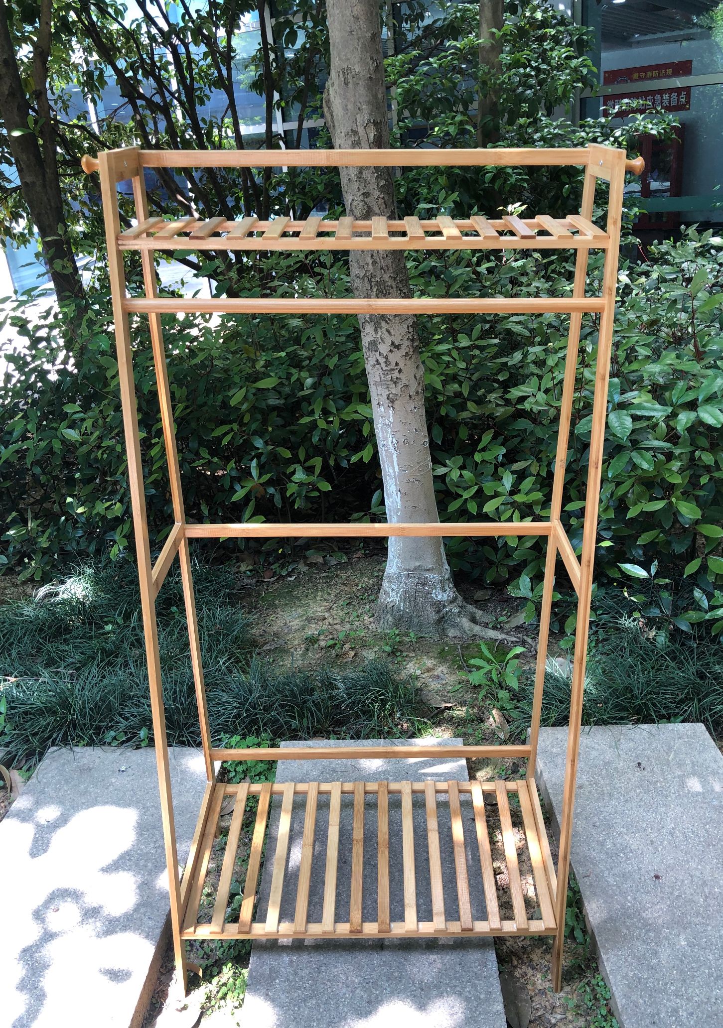 Bamboo clothes rack storage rack bamboo color