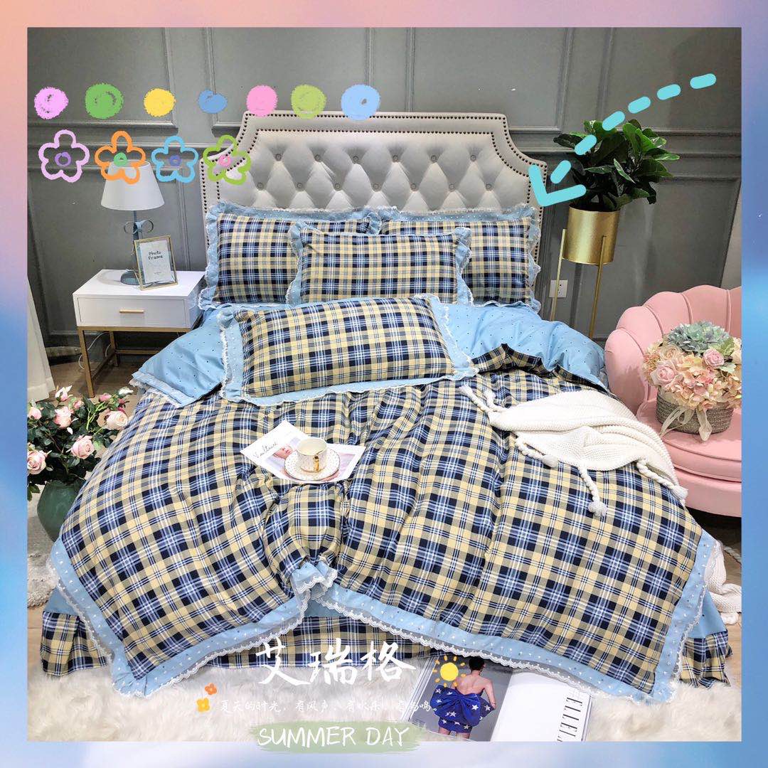 A 4-piece set of Korean-style lace and brushed bedding is the top choice for a street stall economy supermarket undefined