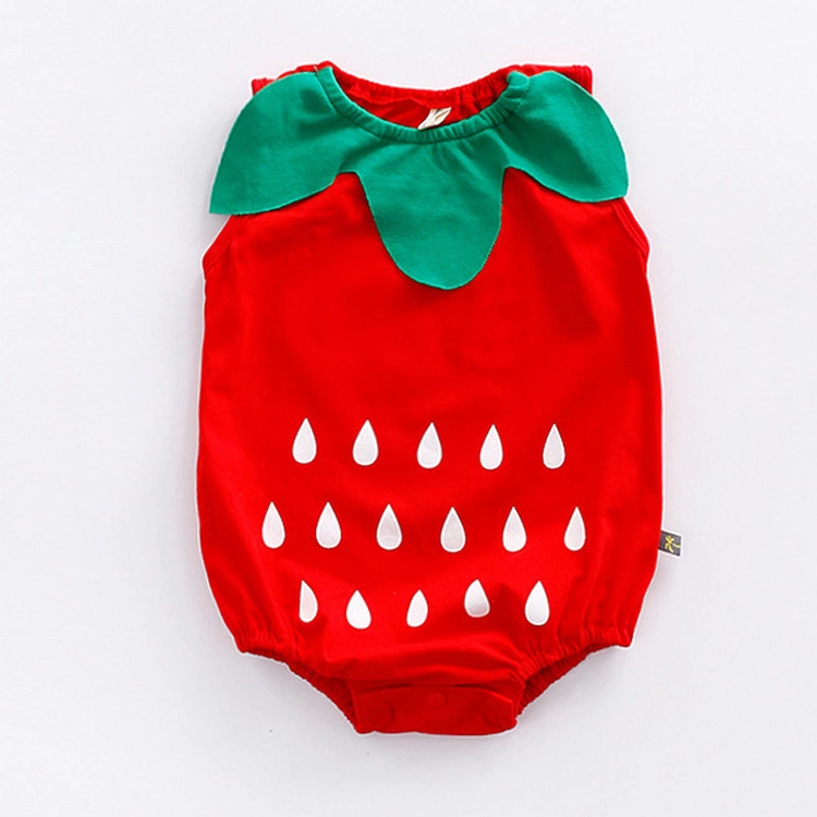 婴幼儿夏季水果包屁衣  无袖清凉  面料舒适  款式卡通可爱4个尺码66 73 80 90，两个颜色西瓜  菠萝