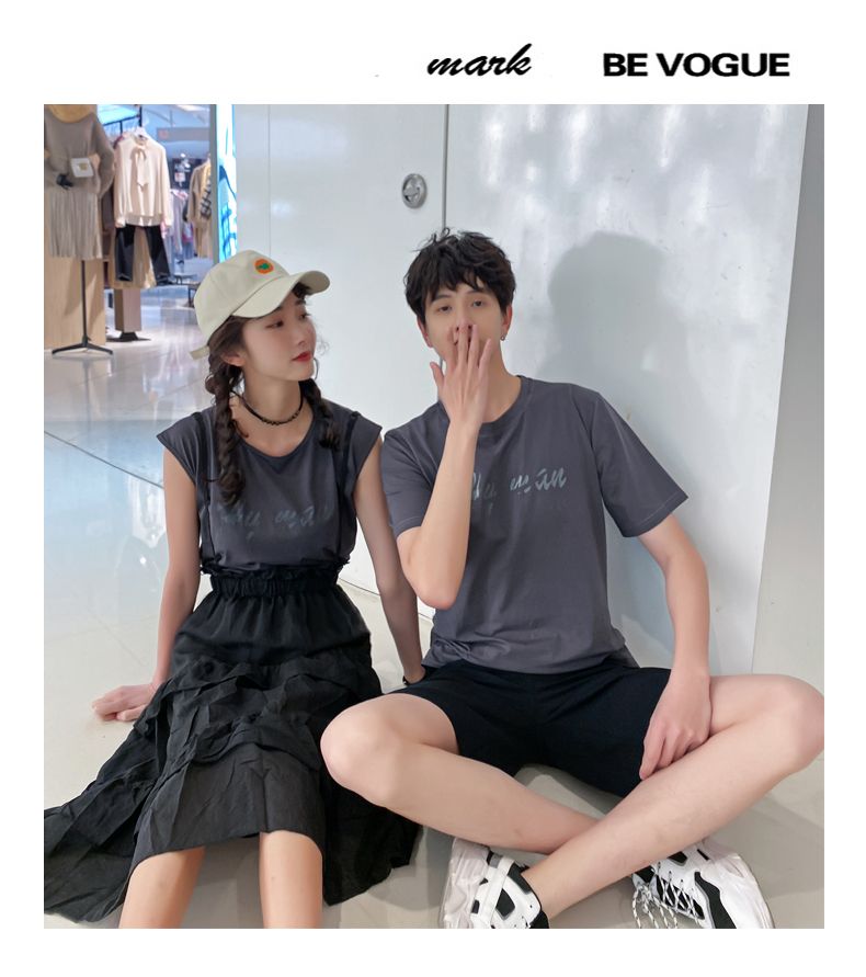 A6747 Women's set, P85 men's set, P75 summer short-sleeved new Korean style suits for both men and women detail image 9