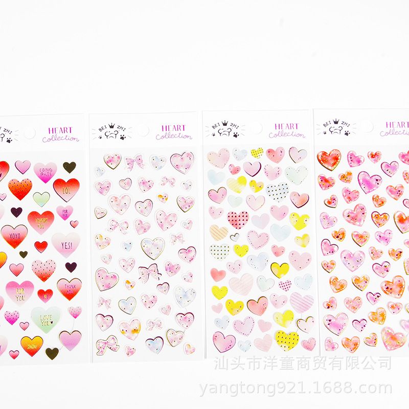 YTCK Korean watercolor diary decorative three-dimensional stickers children cartoon cute peach heart flat stickers wholesale details Picture