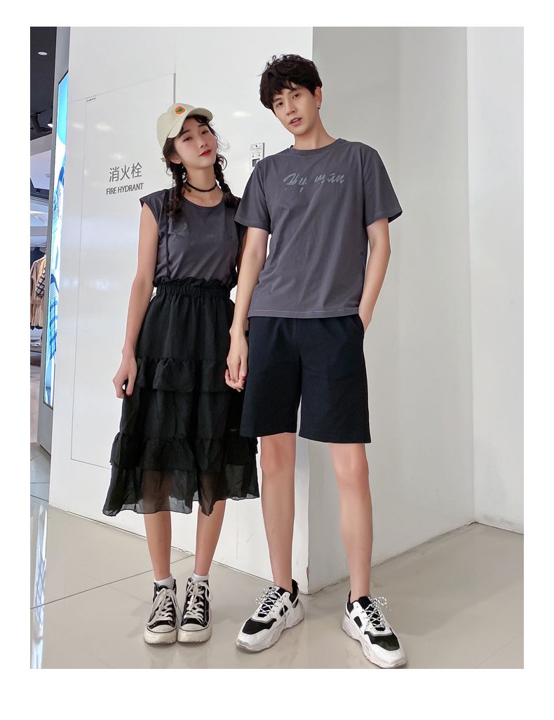A6747 Women's set, P85 men's set, P75 summer short-sleeved new Korean style suits for both men and women detail image 7