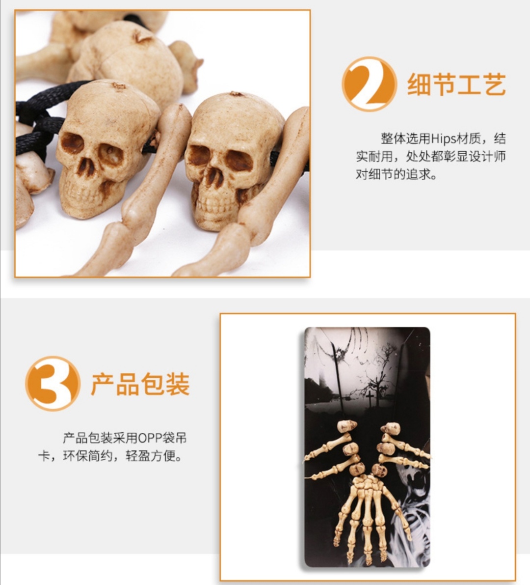 Gothic Punk Dark Vampire Accessories Skull Hand Bone Fangs Necklace Pendant undefined