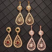 畅销优雅的摩洛哥风格水晶水滴长耳环，时尚切割水钻耳环