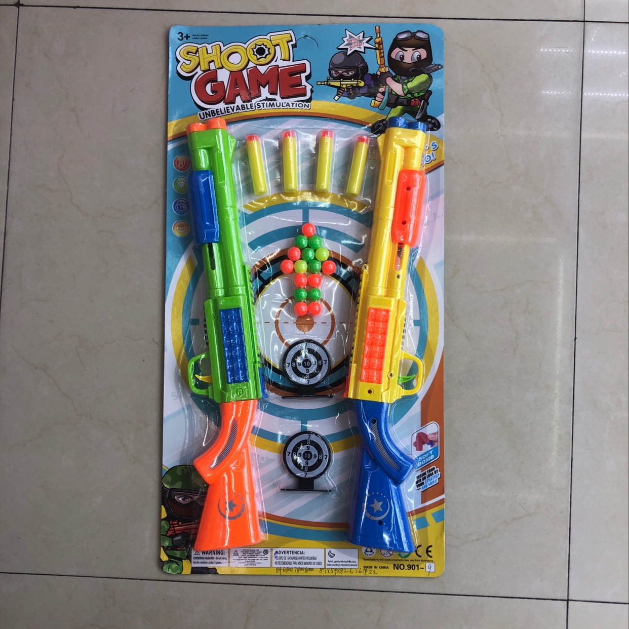901-9 Children's toy boards with colored toy guns