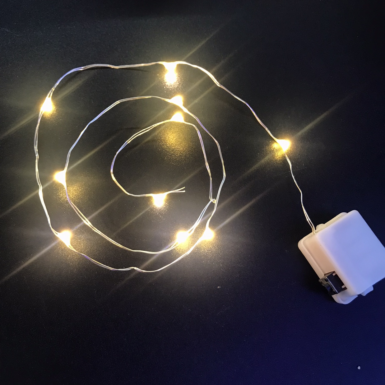 厂家直销铜丝灯电子配件50cm10灯玩具头饰装饰led白底实物图