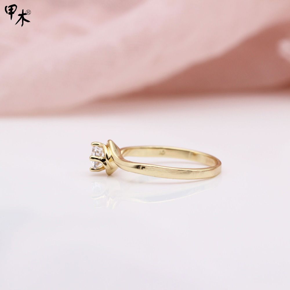 New exquisite and simple four-prong ring in rose gold and natural zircon, round, custom-made and wholesale from the manufacturer on Amazon wish detail image 2