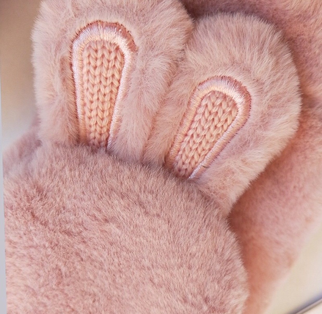 Korean version radish rabbit gloves for girls in autumn and winter, thickened and warm flip cover, half-finger cute rabbit ears, student cold-proof soft girl fleece gloves undefined