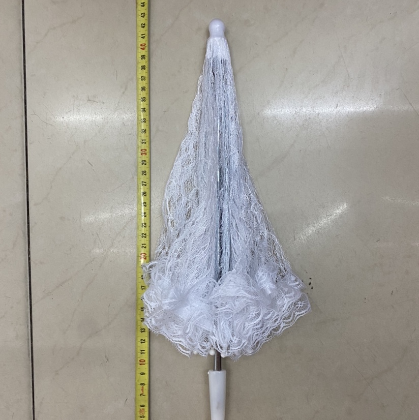 婚庆节庆节日晚会礼服配伞花瓣蕾丝花纹伞单层蕾丝白色JF508产品图