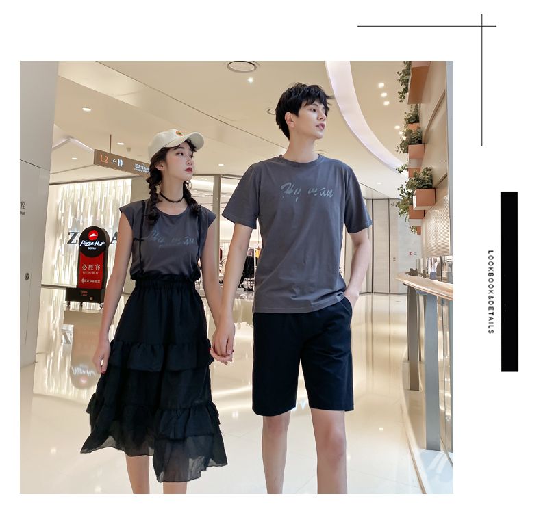A6747 Women's set, P85 men's set, P75 summer short-sleeved new Korean style suits for both men and women detail image 6
