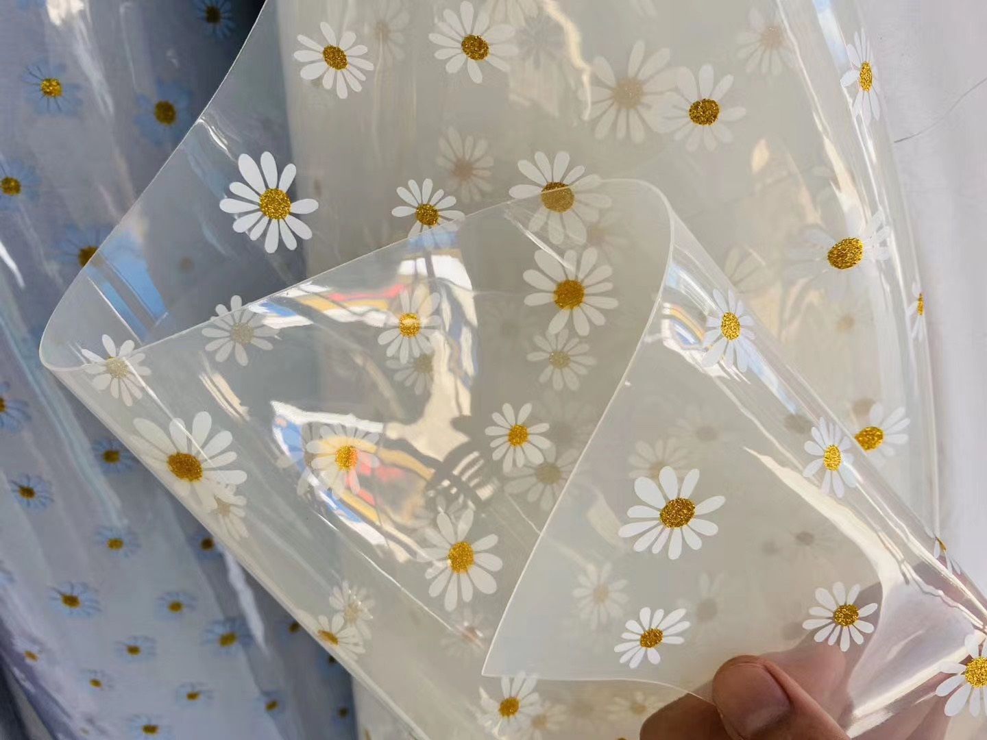 TPU Daisy print film cosmetic bag coin purse material film detail image 2