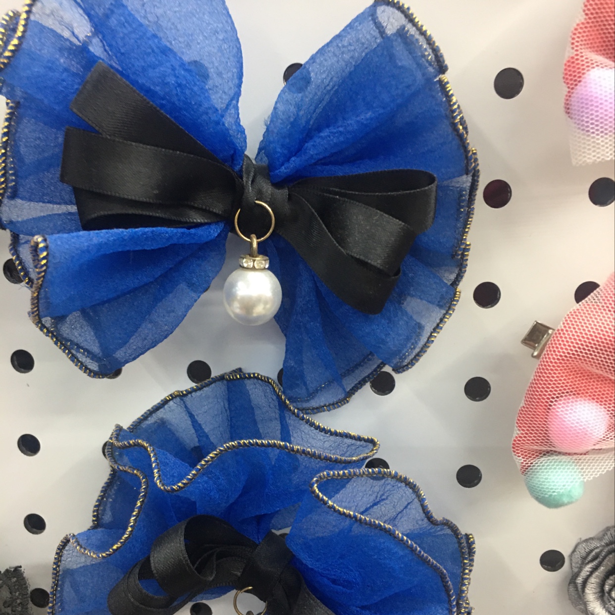 Royal Blue And Black Bow details Picture