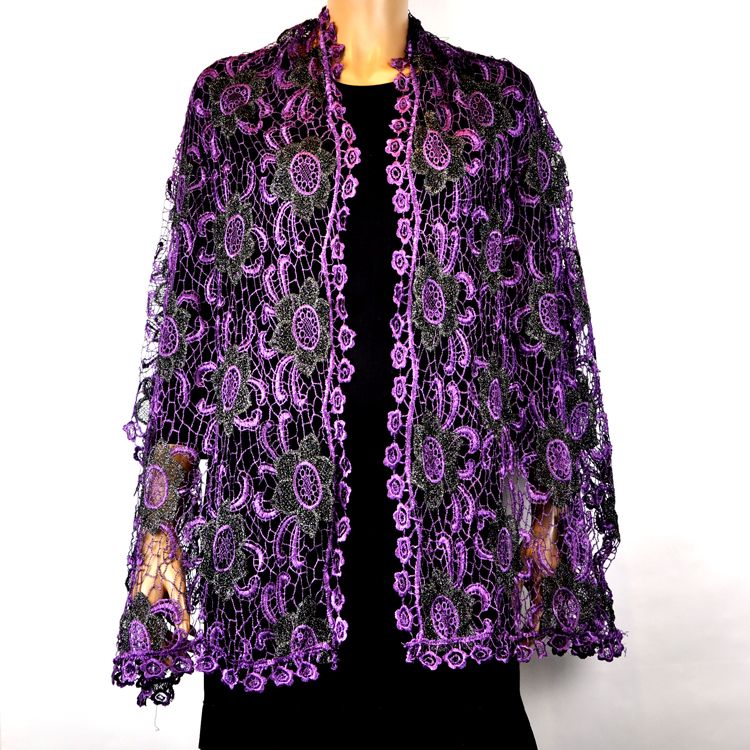 Autumn and winter new monochromatic two-color water-soluble wind embroidery embroidery scarf scarf scarf large lotus thumbnail